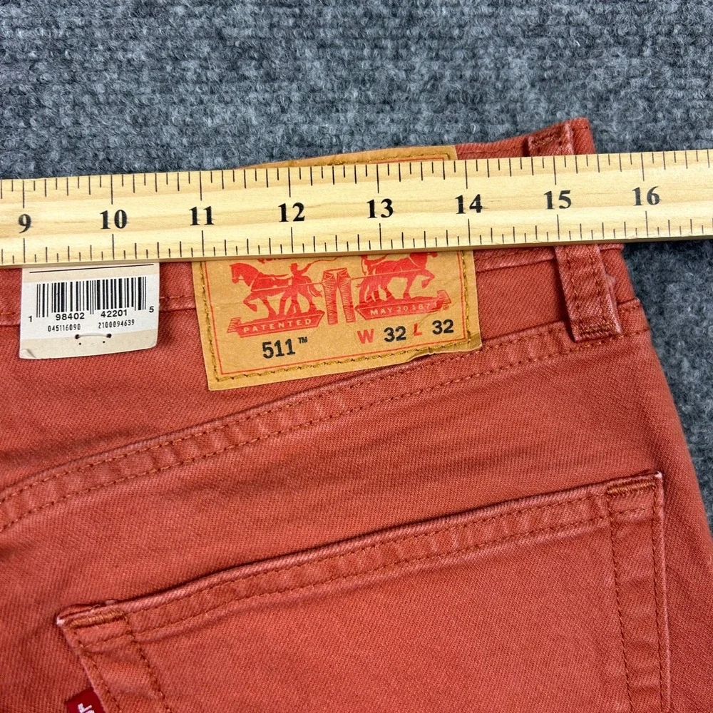 Levis 511 Slim Jeans Mens 32x32 Etruscan Red (Orange) Stretch Twill Pants